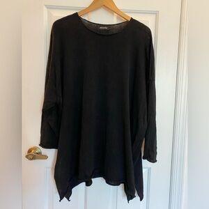 Eskandar Oversized Black Linen Tunic Sweater S-3X